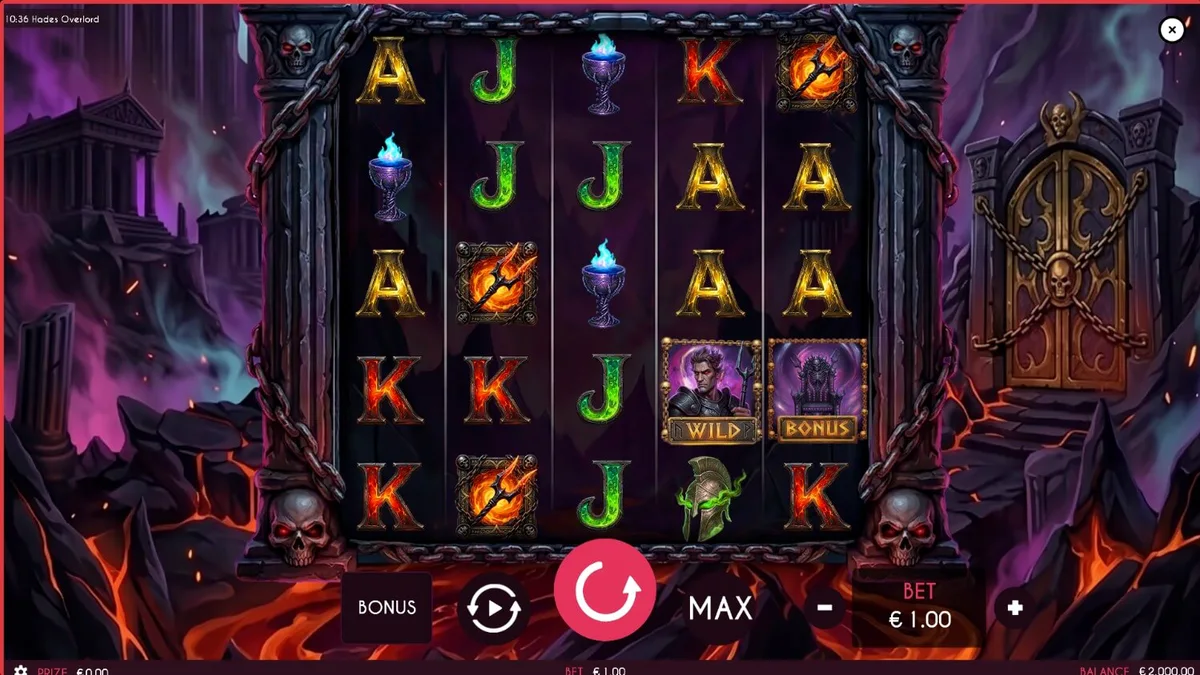 Cena cinematográfica do submundo grego no slot Hades Overlord